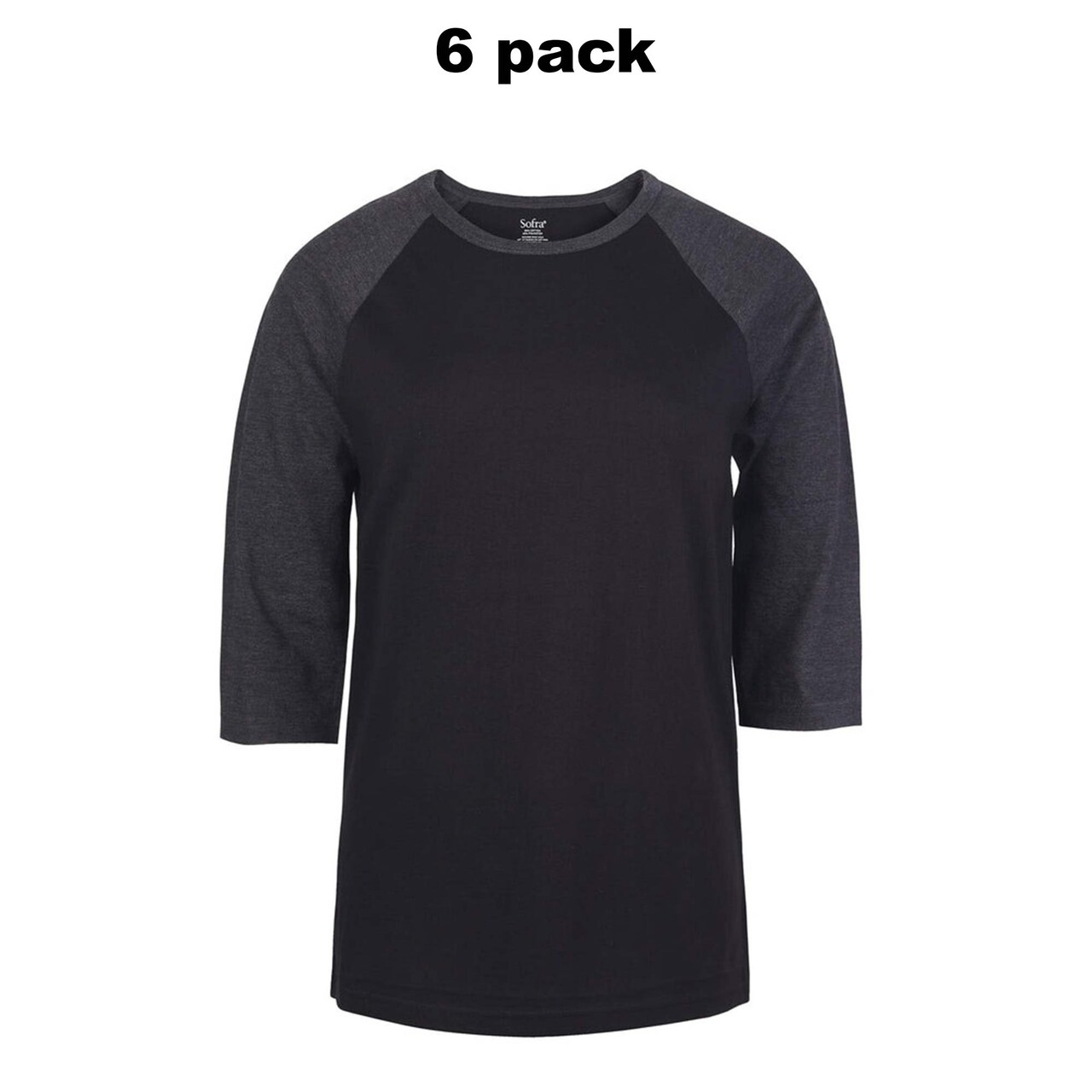 Cottonbell® Ladies Baseball Three-Quarter Sleeve Vrewneck Tee Pack Of 6